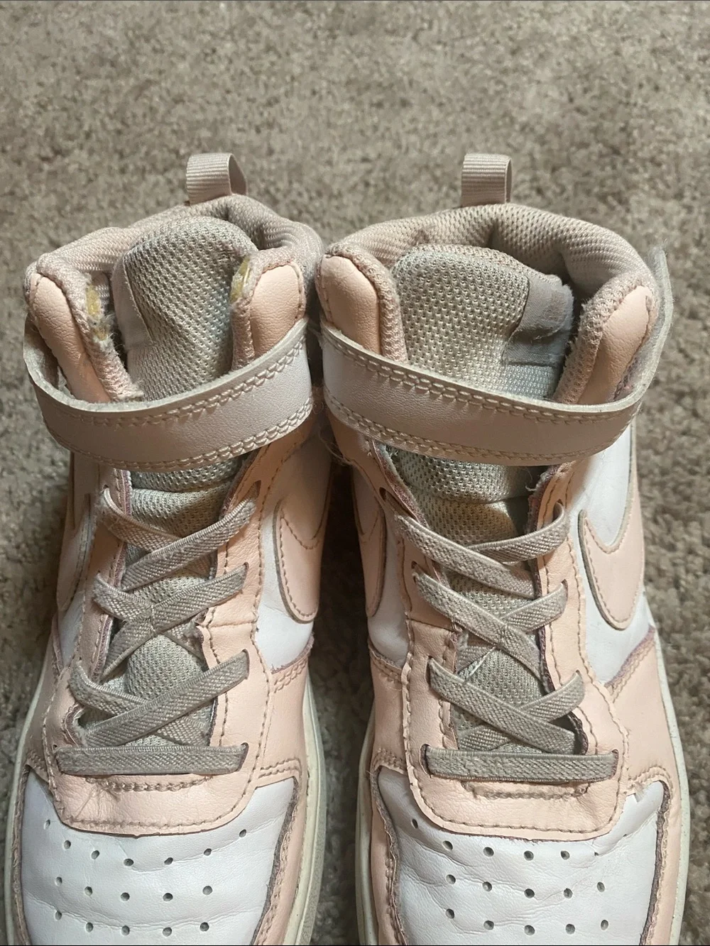 Nike Court Borough Hi Sneakers in Light Pink and White size 3Y